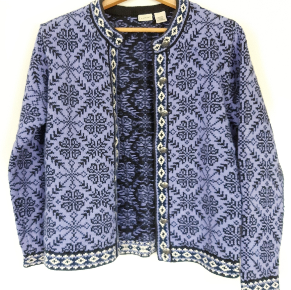 L. L. Bean cotton fair isle sweater womens medium